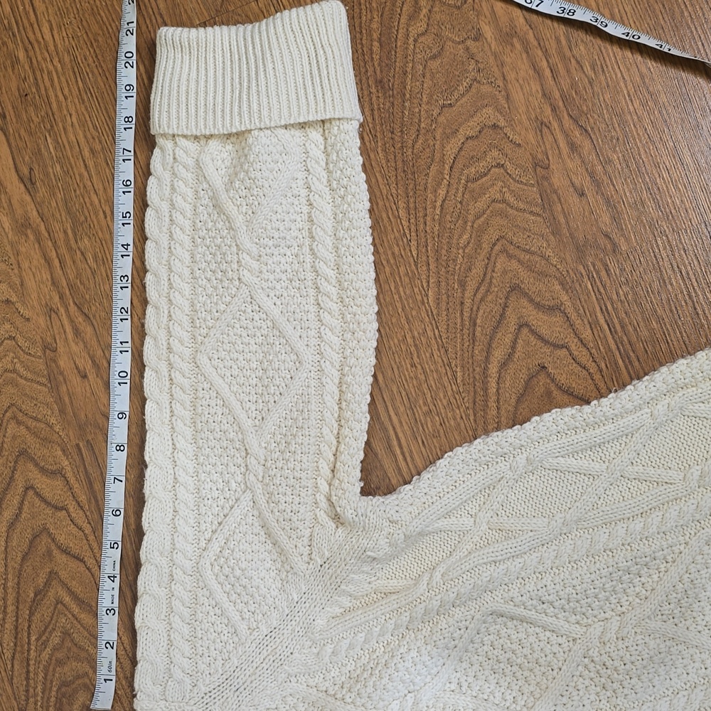 BLARNEY FISHERMAN CABLEKNIT ZIP CARDIGAN WITH HOOD 3/4 Sleeve 100% MERINO WOOL - Picture 6 of 9